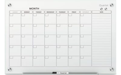 Infinity Magnetic Glass Calendar Board, One Month, 48 x 36, White Surface