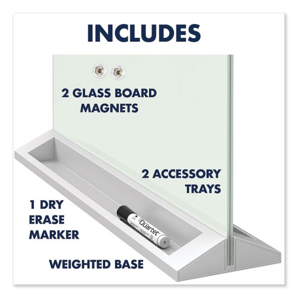 Desktop Magnetic Glass Dry-Erase Panel, 23 x 17, White Surface - Image 2