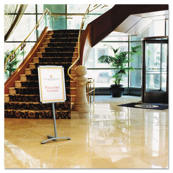 Improv Lobby Clip-Frame Pedestal Sign, 18 X 24 Frame, 54" High, Aluminum - Image 2