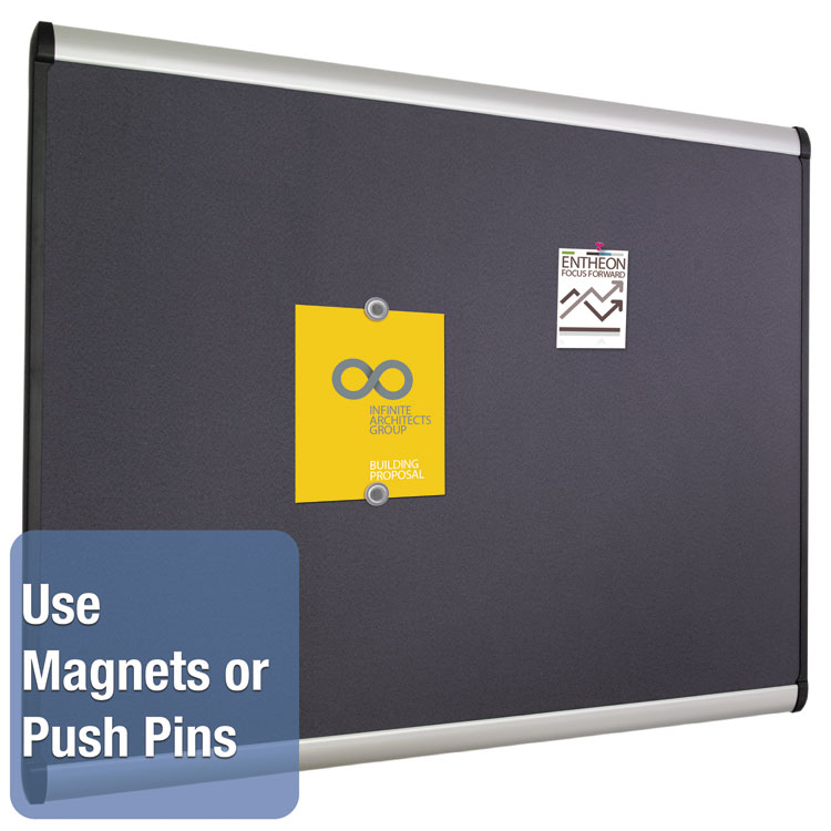 Prestige Plus Magnetic Fabric Bulletin Boards, 48 x 36, Gray Surface, Silver Aluminum Frame - Image 3