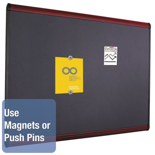 Prestige Plus Magnetic Fabric Bulletin Boards, 48 x 36, Gray Surface, Mahogany Fiberboard/Plastic Frame - Image 3