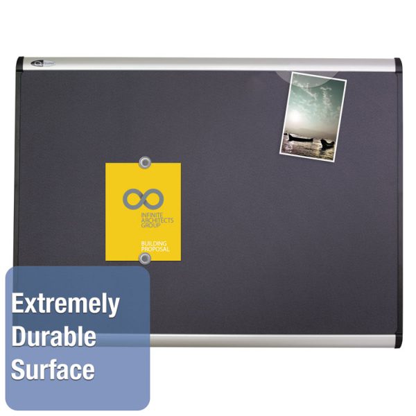 Prestige Plus Magnetic Fabric Bulletin Boards, 72 x 48, Gray Surface, Silver Aluminum Frame - Image 2