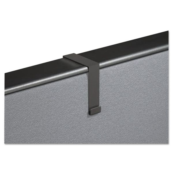 Cubicle Partition Hangers, For 1.5" to 2.5" Thick Partition Walls, Black, 2/Set - Image 2