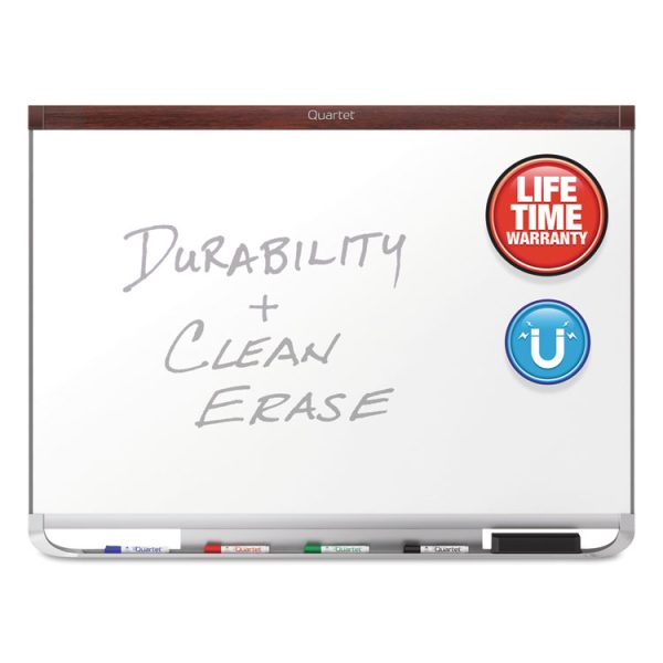 Prestige 2 DuraMax Magnetic Porcelain, 48 x 36, White Surface, Mahogany Fiberboard/Plastic Frame - Image 2