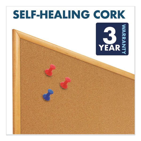 Bulletin/Dry-Erase Board, Melamine/Cork, 36 x 24, Brown/White Surface, Oak Finish Frame - Image 4