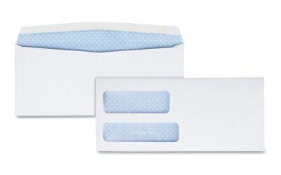 Double Window Security-Tinted Check Envelope, #8 5/8, Commercial Flap, Gummed Closure, 3.63 X 8.63, White, 1,000/box
