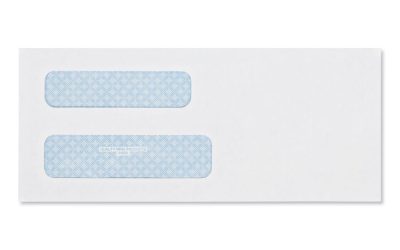 Double Window Security-Tinted Check Envelope, #8 5/8, Commercial Flap, Gummed Closure, 3.63 X 8.63, White, 500/box