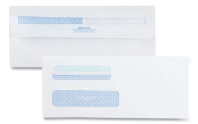 Double Window Redi-Seal Security-Tinted Envelope, #8 5/8, Commercial Flap, Redi-Seal Closure, 3.63 X 8.63, White, 500/box