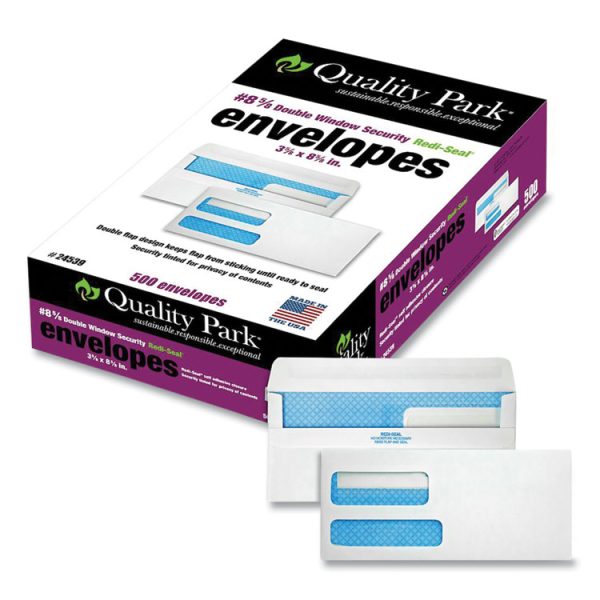 Double Window Redi-Seal Security-Tinted Envelope, #8 5/8, Commercial Flap, Redi-Seal Closure, 3.63 X 8.63, White, 500/box - Image 5