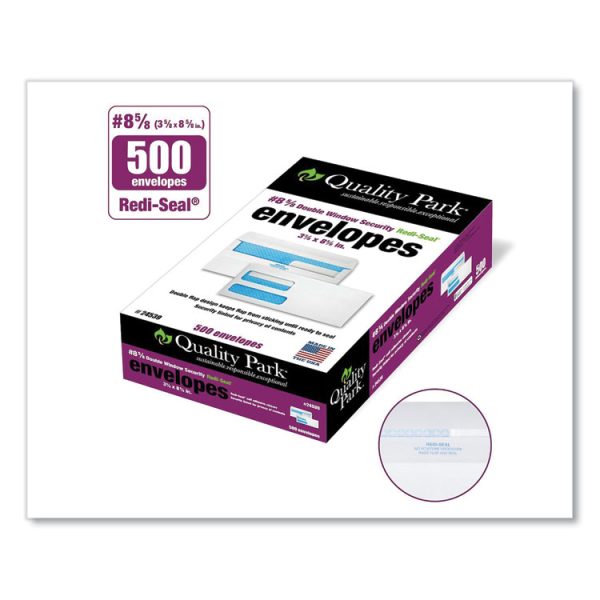Double Window Redi-Seal Security-Tinted Envelope, #8 5/8, Commercial Flap, Redi-Seal Closure, 3.63 X 8.63, White, 500/box - Image 6