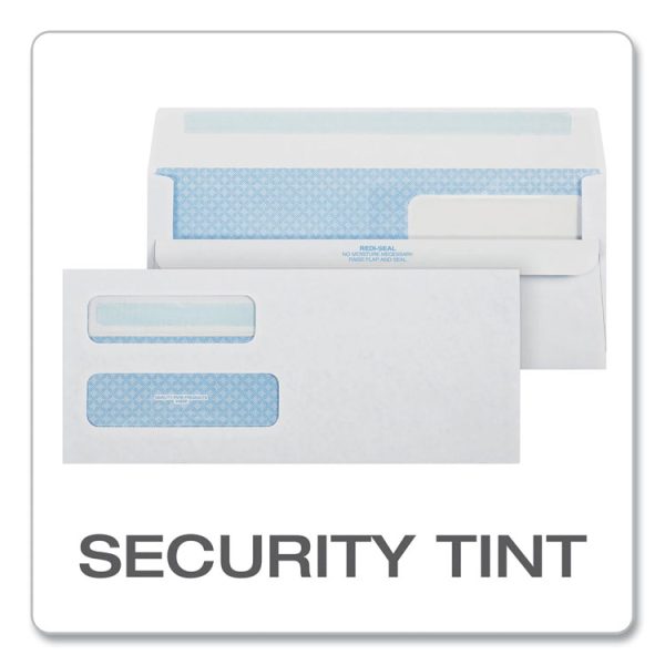 Double Window Redi-Seal Security-Tinted Envelope, #10, Commercial Flap, Redi-Seal Adhesive Closure, 4.13 x 9.5, White, 500/BX - Image 3