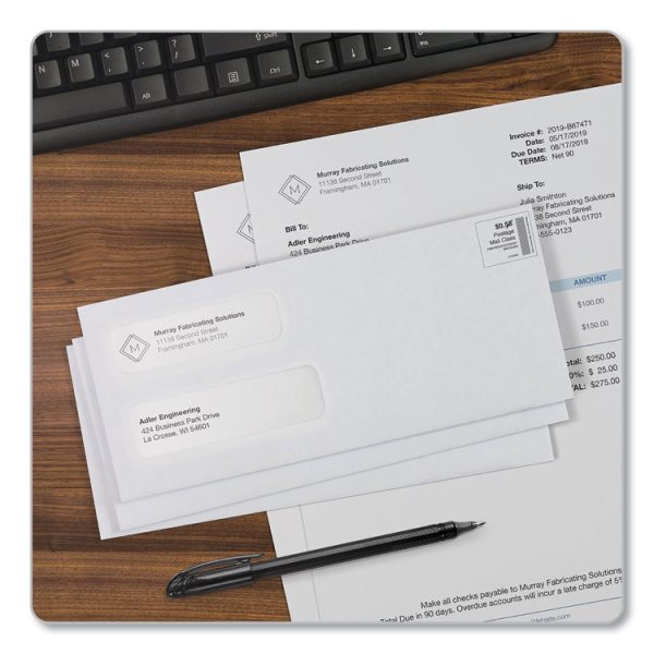 Double Window Redi-Seal Security-Tinted Envelope, #10, Commercial Flap, Redi-Seal Adhesive Closure, 4.13 x 9.5, White, 500/BX - Image 8