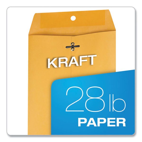 Clasp Envelope, 28 lb Bond Weight Kraft, #63, Square Flap, Clasp/Gummed Closure, 6.5 x 9.5, Brown Kraft, 100/Box - Image 6