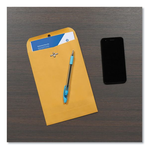 Clasp Envelope, 28 lb Bond Weight Kraft, #63, Square Flap, Clasp/Gummed Closure, 6.5 x 9.5, Brown Kraft, 100/Box - Image 8