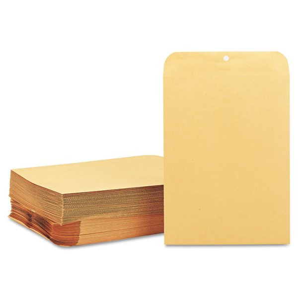 Clasp Envelope, 28 lb Bond Weight Kraft, #90, Cheese Blade Flap, Clasp/Gummed Closure, 9 x 12, Brown Kraft, 100/Box - Image 2