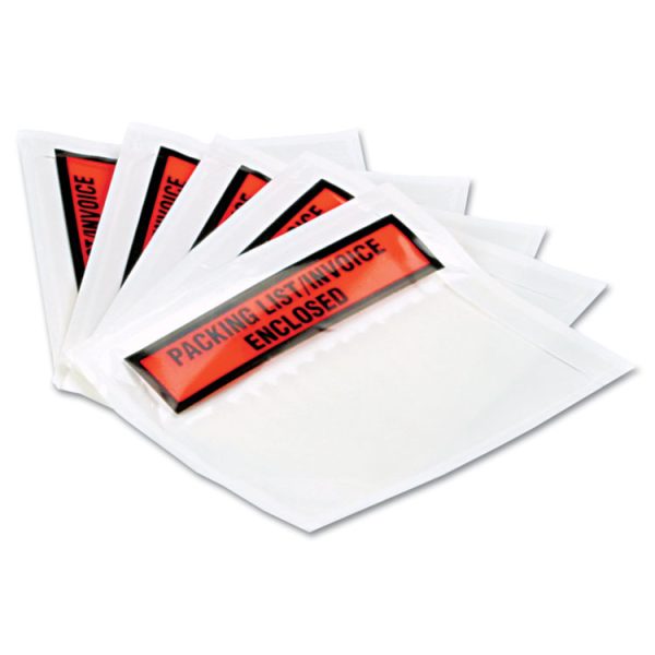 Self-Adhesive Packing List Envelope, Top-Print Front: Packing List/Invoice Enclosed, 4.5 x 5.5, Clear/Orange, 1,000/Carton - Image 2