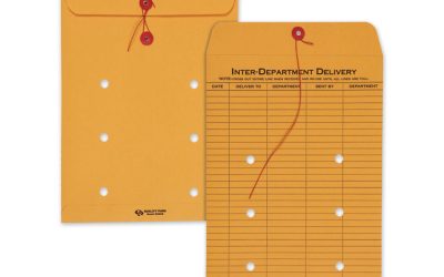 Brown Kraft String/Button Interoffice Envelope, #90, One-Sided Five-Column Format, 31-Entries, 9 x 12, Brown Kraft, 100/CT