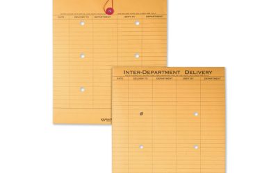 Brown Kraft String/Button Interoffice Envelope, #97, Two-Sided Five-Column Format, 52-Entries, 10 x 13, Brown Kraft, 100/CT