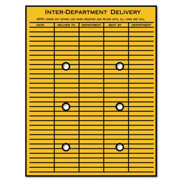 Brown Kraft String/Button Interoffice Envelope, #97, Two-Sided Five-Column Format, 52-Entries, 10 x 13, Brown Kraft, 100/CT - Image 2