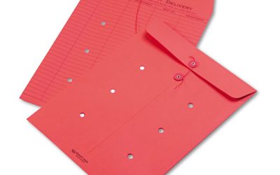 Colored Paper String And Button Interoffice Envelope, #97, One-Sided Five-Column Format, 10 X 13, Red, 100/box