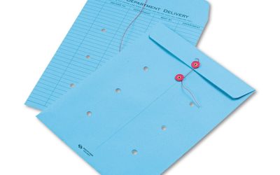 Colored Paper String And Button Interoffice Envelope, #97, One-Sided Five-Column Format, 10 X 13, Blue, 100/box