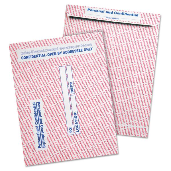 Gray/red Paper Gummed Flap Personal And Confidential Interoffice Envelope, #97, 10 X 13, Gray/red, 100/box