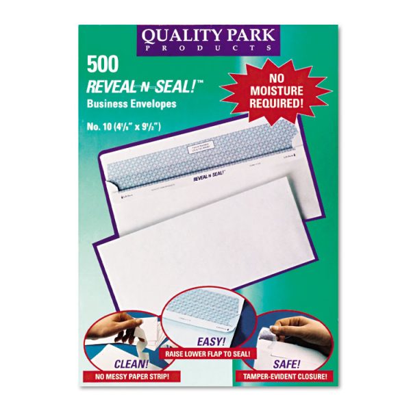 Reveal-N-Seal Security Tinted Envelope, #10, Commercial Flap, Self-Adhesive Closure, 4.13 x 9.5, White, 500/Box - Image 3