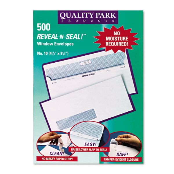 Reveal-N-Seal Security-Tint Envelope, Address Window, #10, Commercial Flap, Self-Adhesive Closure, 4.13 x 9.5, White, 500/Box - Image 3