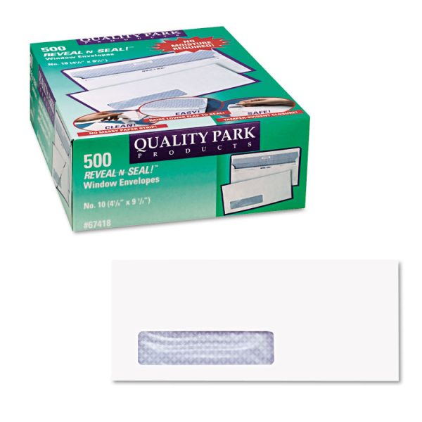 Reveal-N-Seal Security-Tint Envelope, Address Window, #10, Commercial Flap, Self-Adhesive Closure, 4.13 x 9.5, White, 500/Box - Image 2