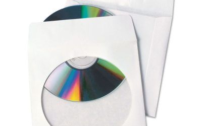 Tech-No-Tear Poly/Paper CD/DVD Sleeves, 1 Disc Capacity, White, 100/Box