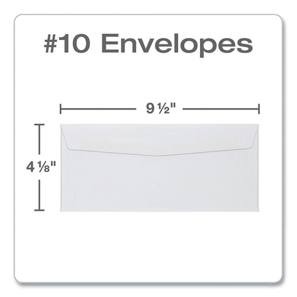 Business Envelope, #10, Commercial Flap, Side Seam, Gummed Closure, 24 lb Bond Weight Paper, 4.13 x 9.5, White, 500/Box - Image 7