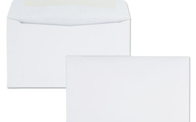Business Envelope, #6 3/4, Commercial Flap, Side Seam, Gummed Closure, 24 lb Bond Weight Paper, 3.63 x 6.5, White, 500/Box