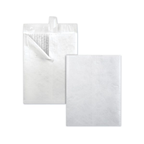 Bubble Mailer of DuPont Tyvek, #2E, Air Cushion, Redi-Strip Adhesive Closure, 9 x 12, White, 25/Box