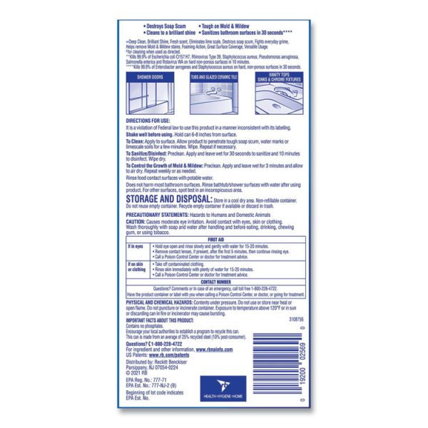 Power Foam Bathroom Cleaner, 24 Oz Aerosol Spray, 12/carton - Image 5