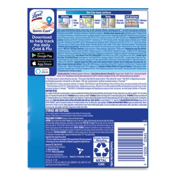 Disinfectant Spray, Spring Waterfall, Liquid, 12.5 Oz Aerosol Spray, 12/carton - Image 5