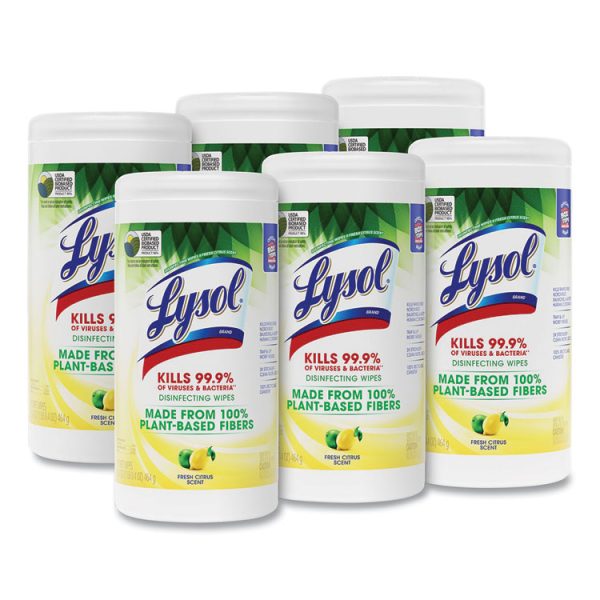 Disinfecting Wipes II Fresh Citrus, 1-Ply, 7 x 7.25, White, 70 Wipes/Canister, 6 Canisters/Carton - Image 2