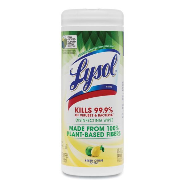 Disinfecting Wipes II Fresh Citrus, 1-Ply, 7 x 7.25, White, 30 Wipes/Canister, 12 Canisters/Carton - Image 2