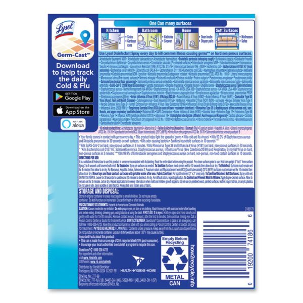 Disinfectant Spray, Crisp Linen Scent, 12.5 Oz Aerosol Spray, 12/carton - Image 5