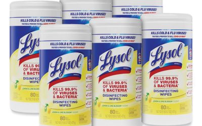 Disinfecting Wipes, 1-Ply, 7 x 7.25, Lemon and Lime Blossom, White, 80 Wipes/Canister, 6 Canisters/Carton
