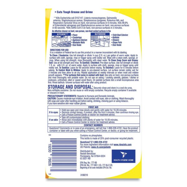 Clean And Fresh Multi-Surface Cleaner, Sparkling Lemon And Sunflower Essence, 40 Oz Bottle, 9/carton - Image 5