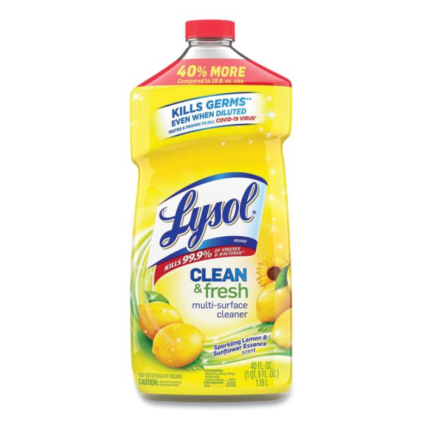 Clean And Fresh Multi-Surface Cleaner, Sparkling Lemon And Sunflower Essence, 40 Oz Bottle, 9/carton