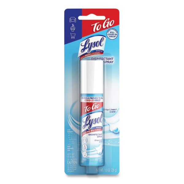 Disinfectant Spray To Go, Crisp Linen, 1 Oz Aerosol Spray, 12/carton