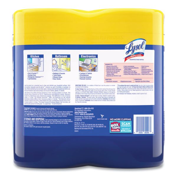Disinfecting Wipes, 1-Ply, 7 x 7.25, Lemon and Lime Blossom, White, 80 Wipes/Canister, 2 Canisters/Pack, 3 Packs/Carton - Image 5