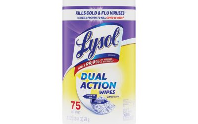 Dual Action Disinfecting Wipes, 1-Ply, 7 x 7.5, Citrus, White/Purple, 75/Canister, 6 Canisters/Carton