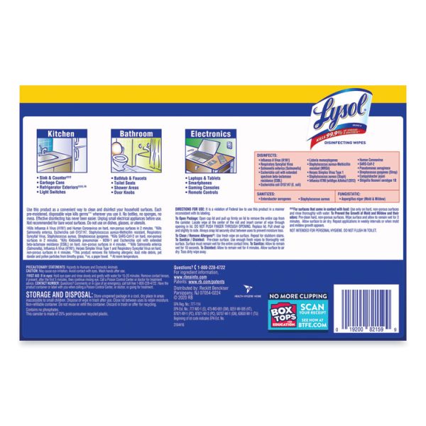 Disinfecting Wipes, 1-Ply, 7 x 7.25, Lemon and Lime Blossom, White, 35 Wipes/Canister, 3 Canisters/Pack, 4 Packs/Carton - Image 6