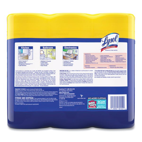 Disinfecting Wipes, 1-Ply, 7 x 7.25, Lemon and Lime Blossom, White, 35 Wipes/Canister, 3 Canisters/Pack, 4 Packs/Carton - Image 5