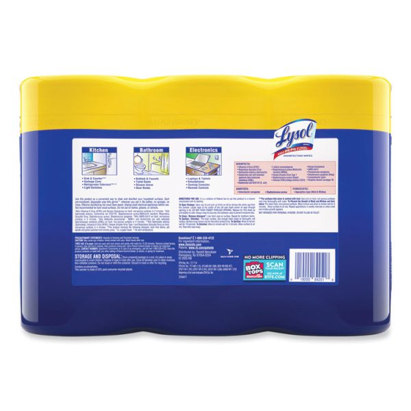 Disinfecting Wipes, 1-Ply, 7 x 7.25, Lemon and Lime Blossom, White, 80 Wipes/Canister, 3 Canisters/Pack, 2 Packs/Carton - Image 6