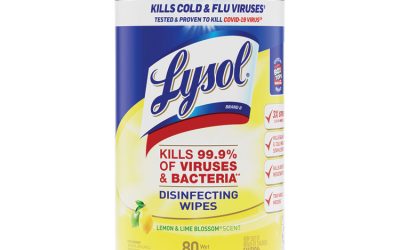Disinfecting Wipes, 1-Ply, 7 x 7.25, Lemon and Lime Blossom, White, 80 Wipes/Canister, 3 Canisters/Pack, 2 Packs/Carton