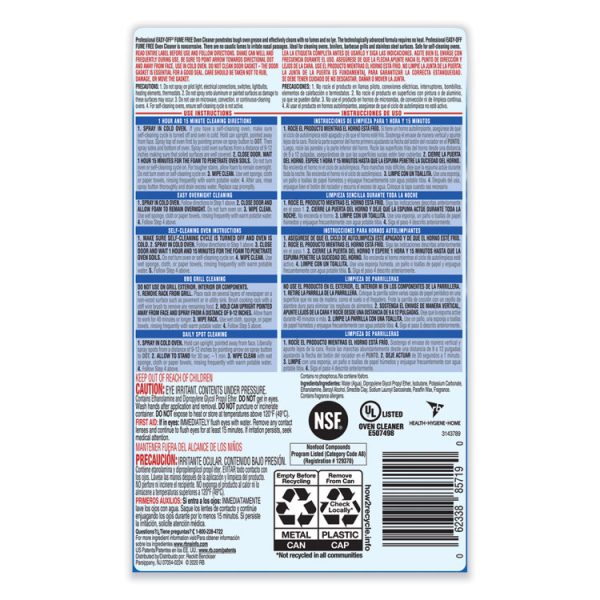 Fume Free Max Oven Cleaner, Foam, Lemon, 24 Oz Aerosol Spray, 6/carton - Image 5