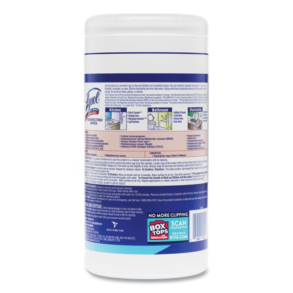 Disinfecting Wipes, 1-Ply, 7 x 7.25, Crisp Linen, White, 80 Wipes/Canister, 6 Canisters/Carton - Image 5
